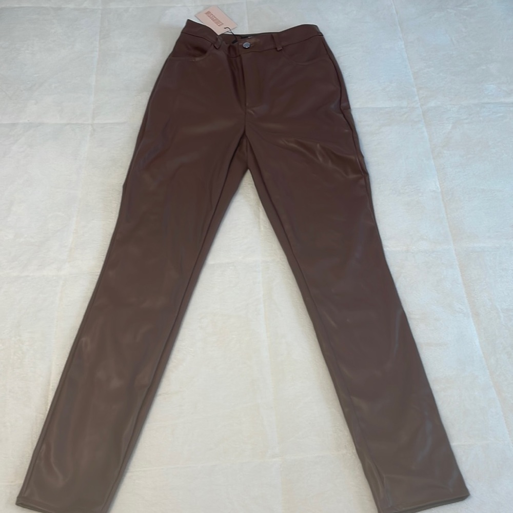 Size 4 faux leather pants from Missguided